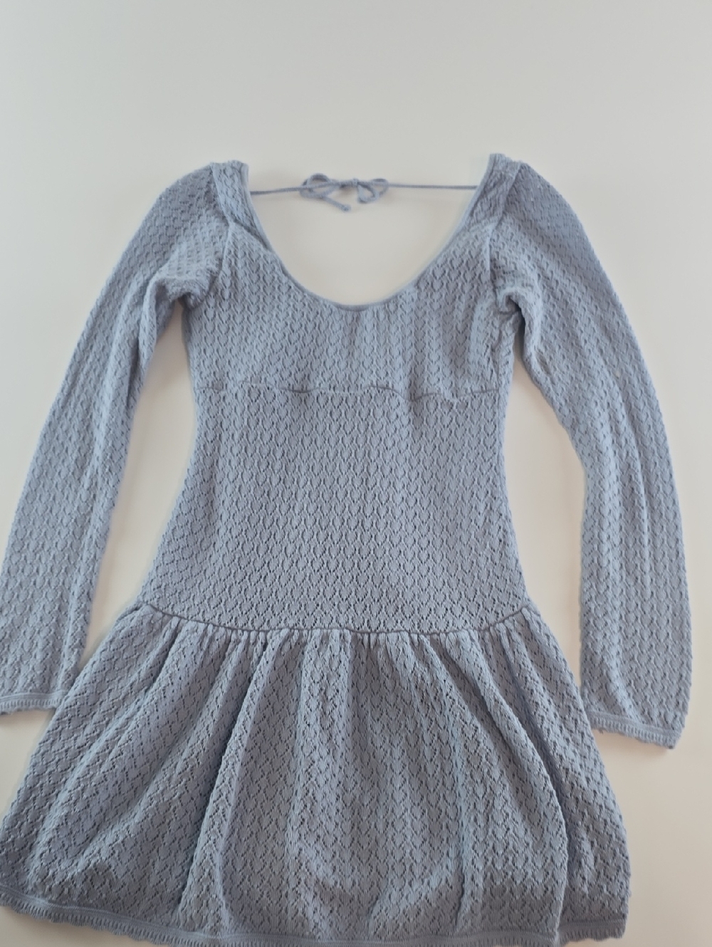 Hollister Light Blue Knit Long-Sleeve Scoop Dress